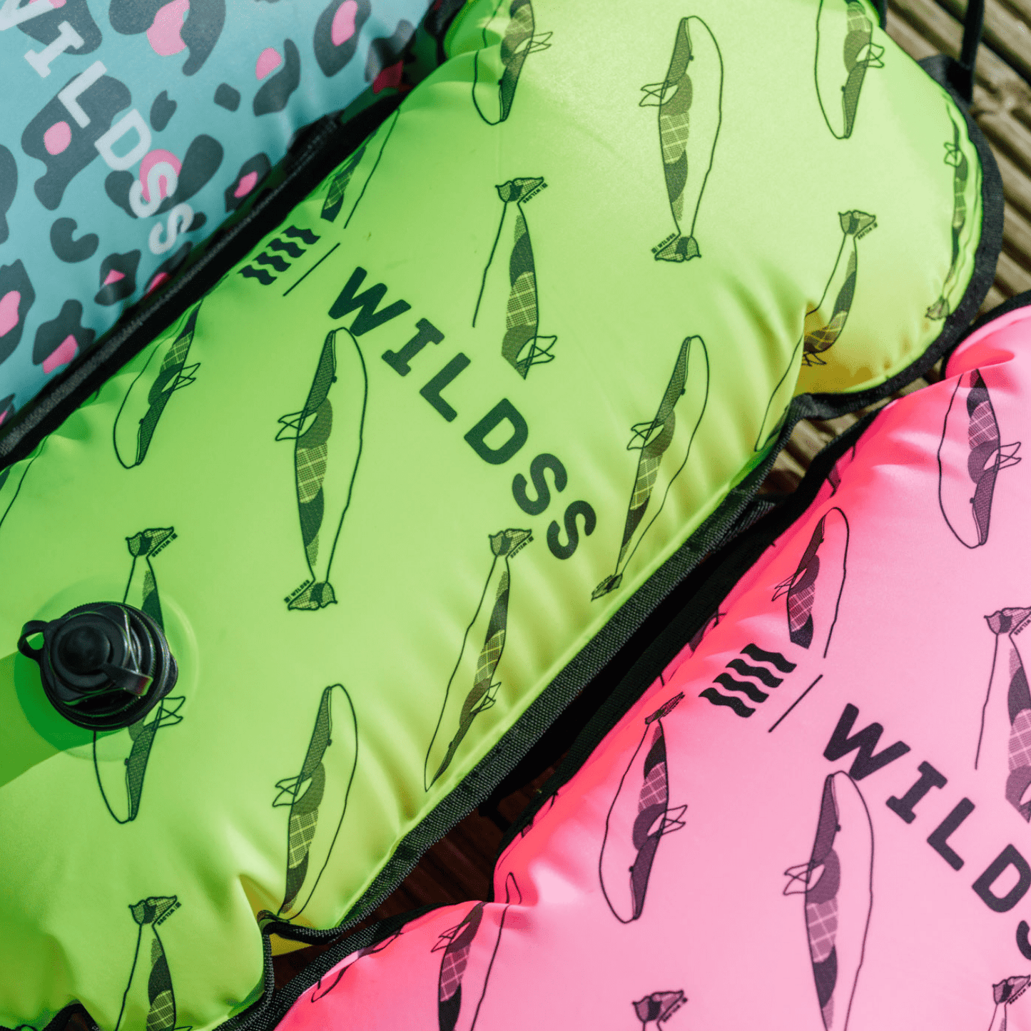 Colorful inflatable tow floats