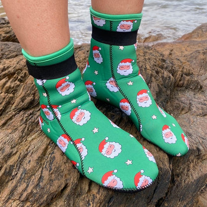 Limestone Neoprene Swimming Socks in Xmas Santa