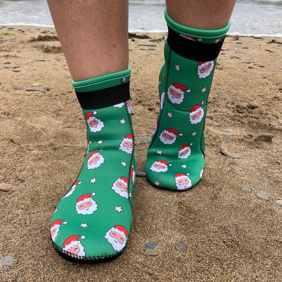 Limestone Neoprene Swimming Socks in Xmas Santa