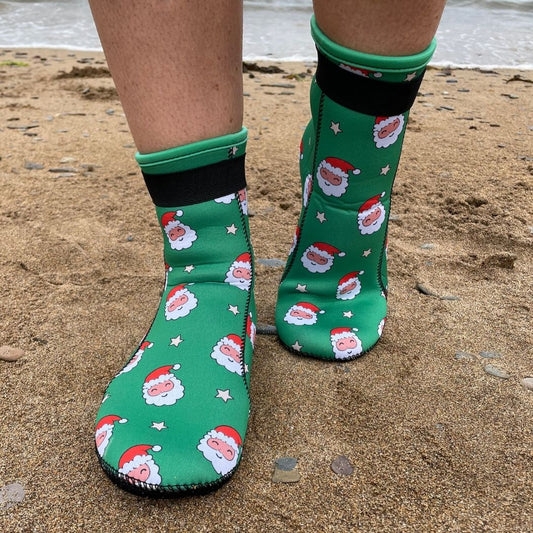 Limestone Neoprene Swimming Socks in Xmas Santa