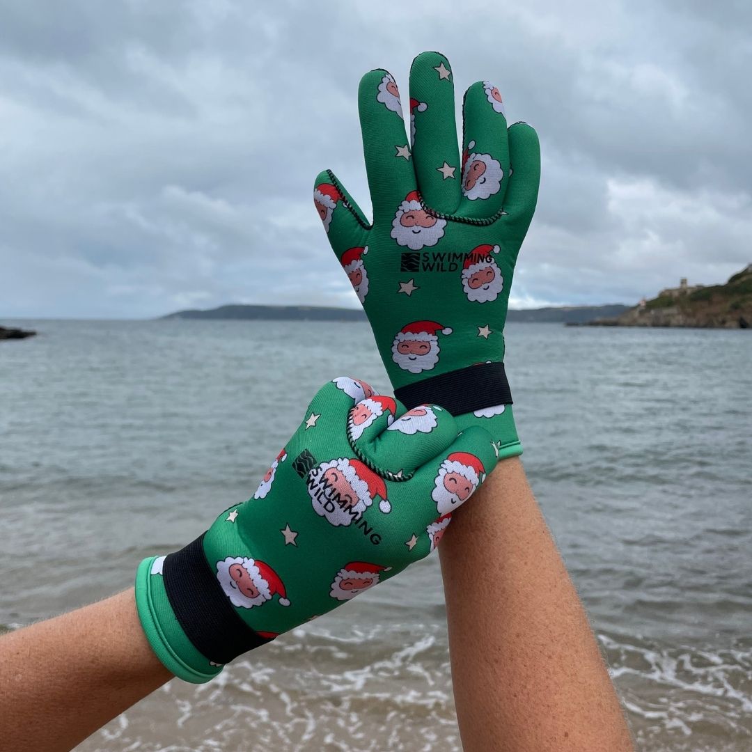 Limestone Neoprene Swimming Gloves Xmas Santa