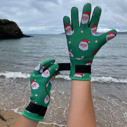Limestone Neoprene Swimming Gloves Xmas Santa