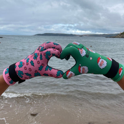 Limestone Neoprene Swimming Gloves Xmas Holly