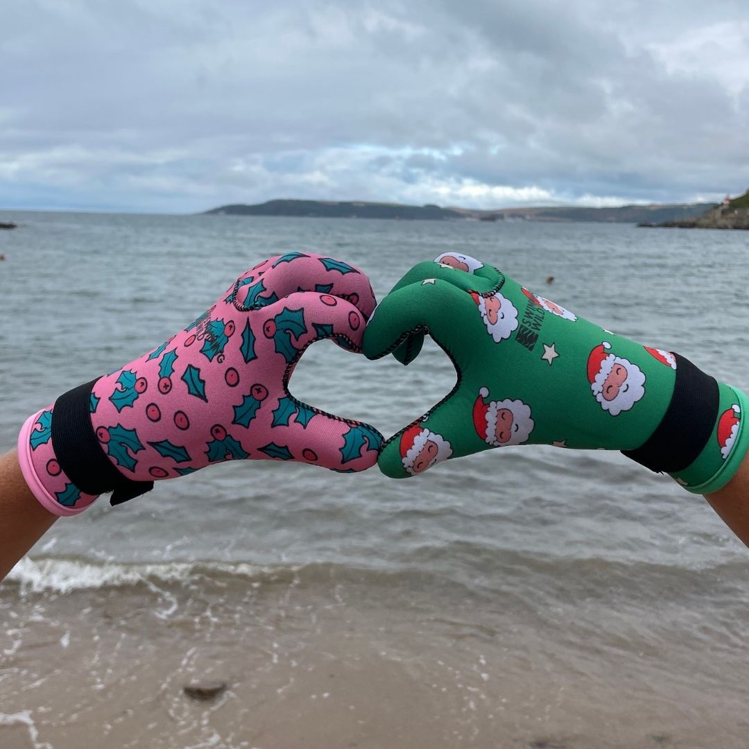 Limestone Neoprene Swimming Gloves Xmas Santa