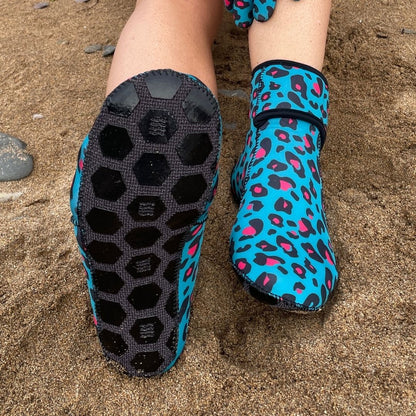 EasyOff™ Fleece Lined Swimming Socks in Leopard with Kevlar Soles